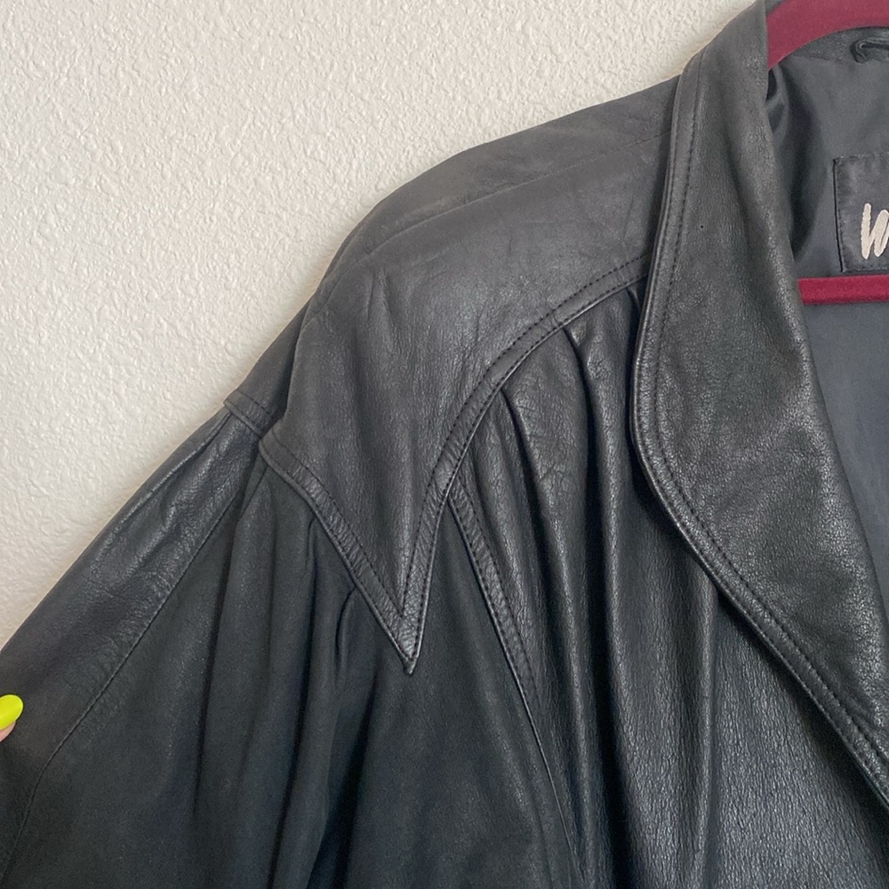 π€90s batwingβ Leather coat Vtg - Picture 4 of 11